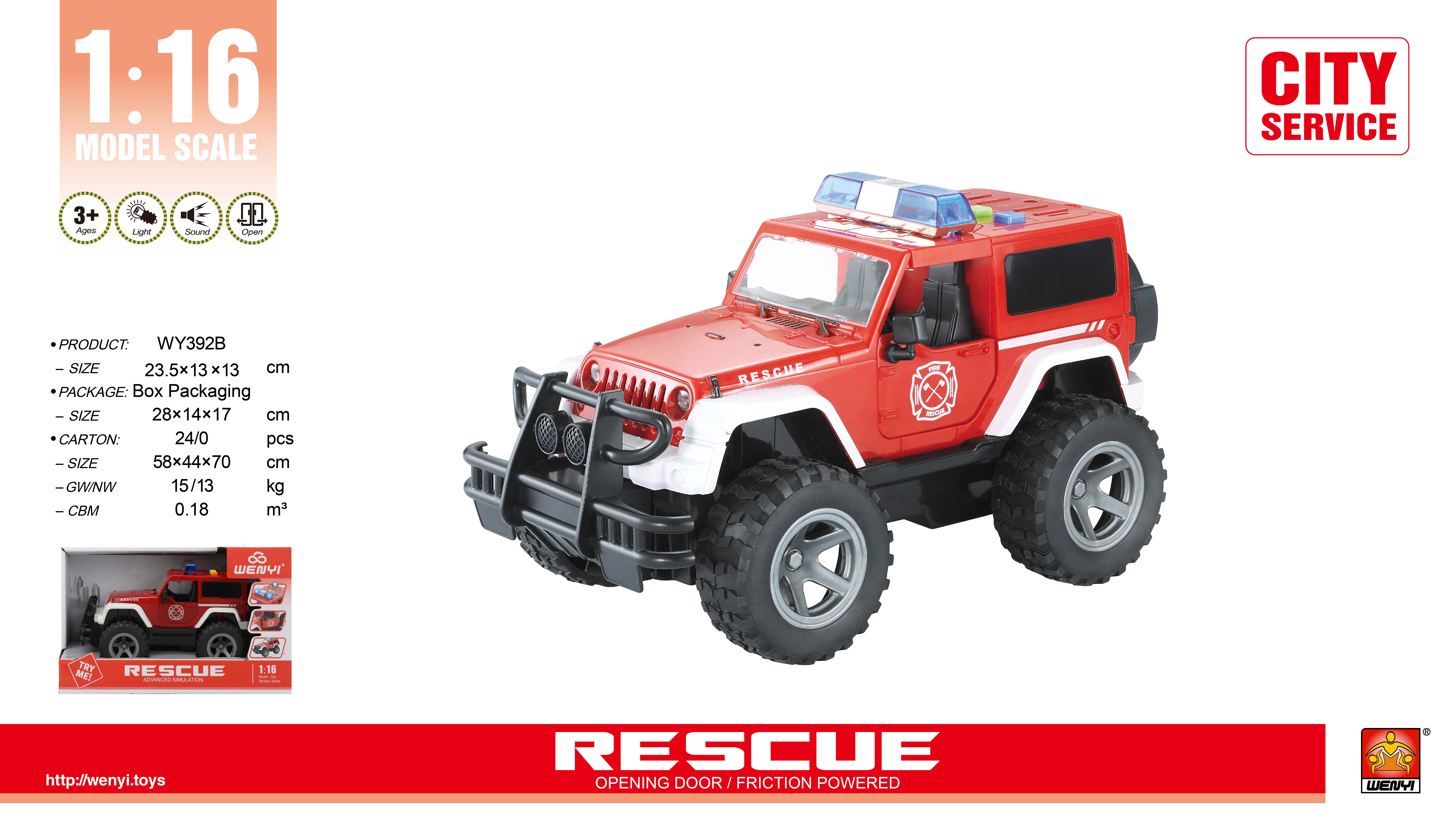 1:16 friction police car (w/ light & sound,opening door)