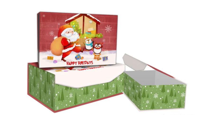 Christmas Santa's gift box with flip lid