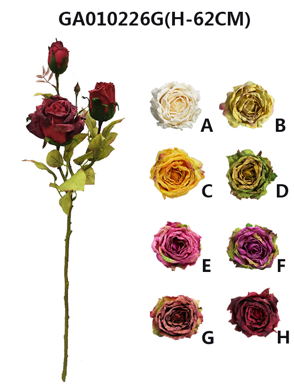 Artificial dried rose *3(H-62CM)