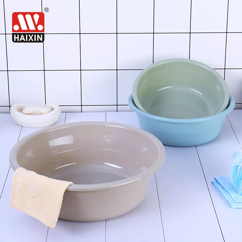 Haixin wholesale large capacity simple portable shape bathroom basin round plastic wash basins