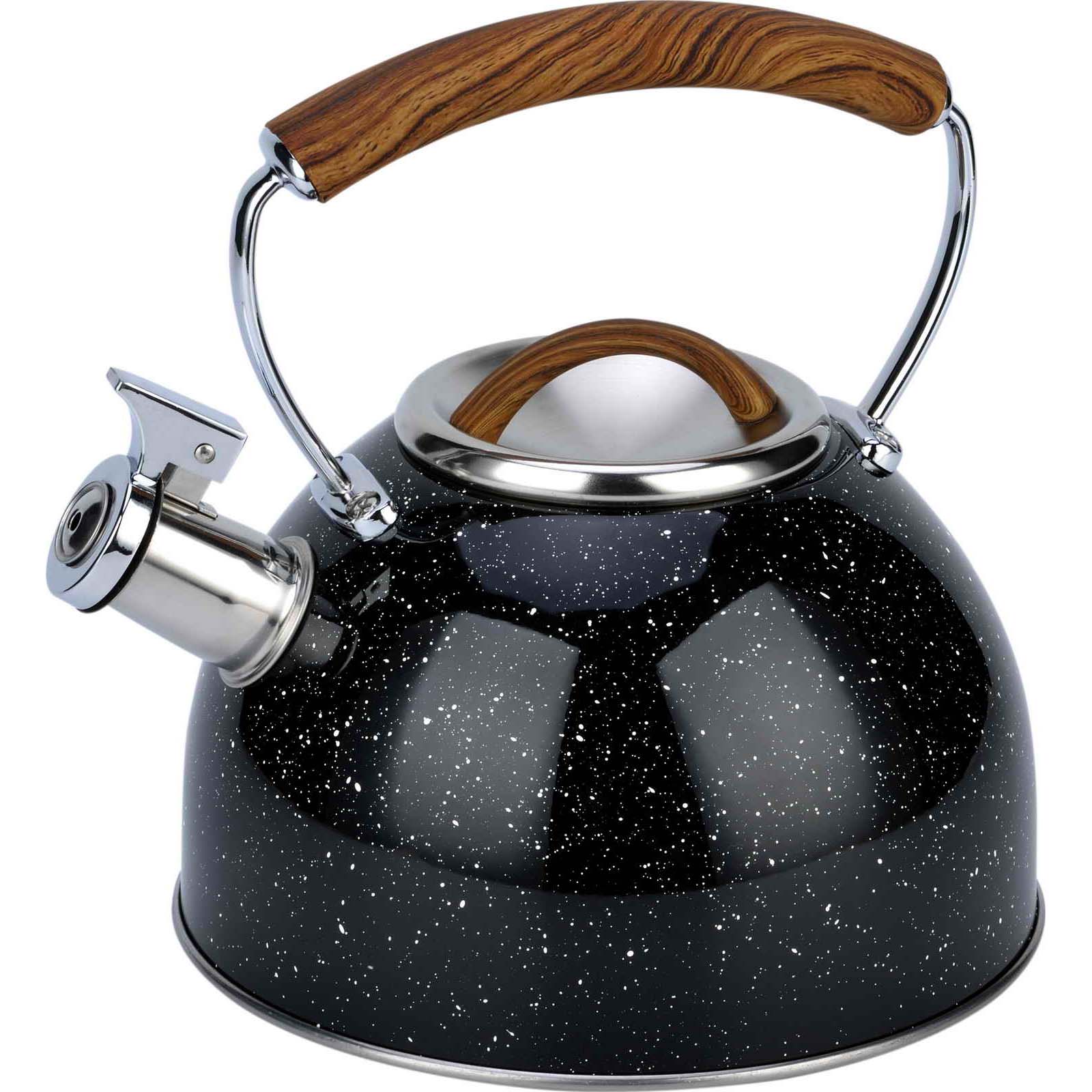 3.0litre stainless steel whistlling kettle,cast steel handle with wooden rubber coating nylon