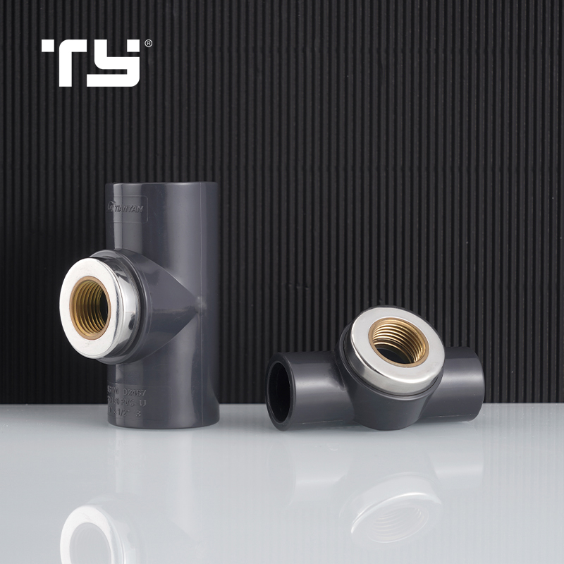 SCH80 ASTM PVC Plastic Pipe Fittings Brass Thread Female Tee