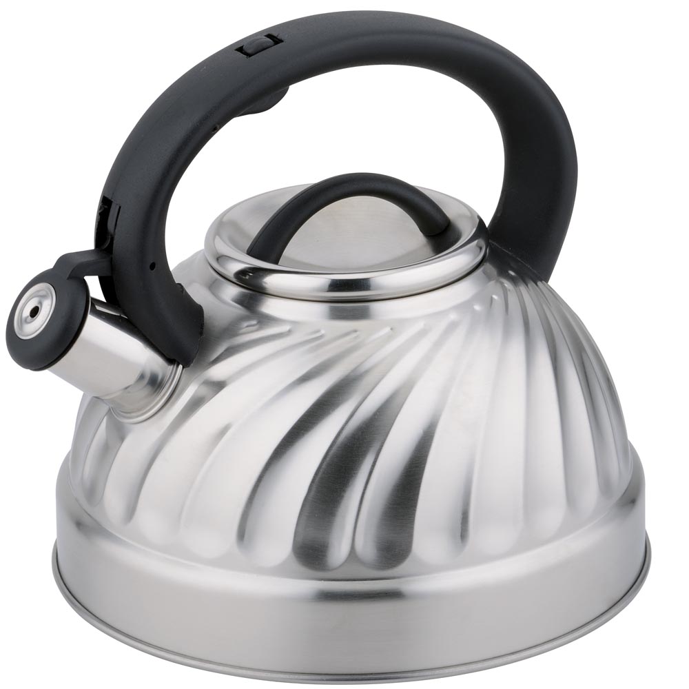 3.0Litre stainless steel whistling kettle, steel body with undee design,
