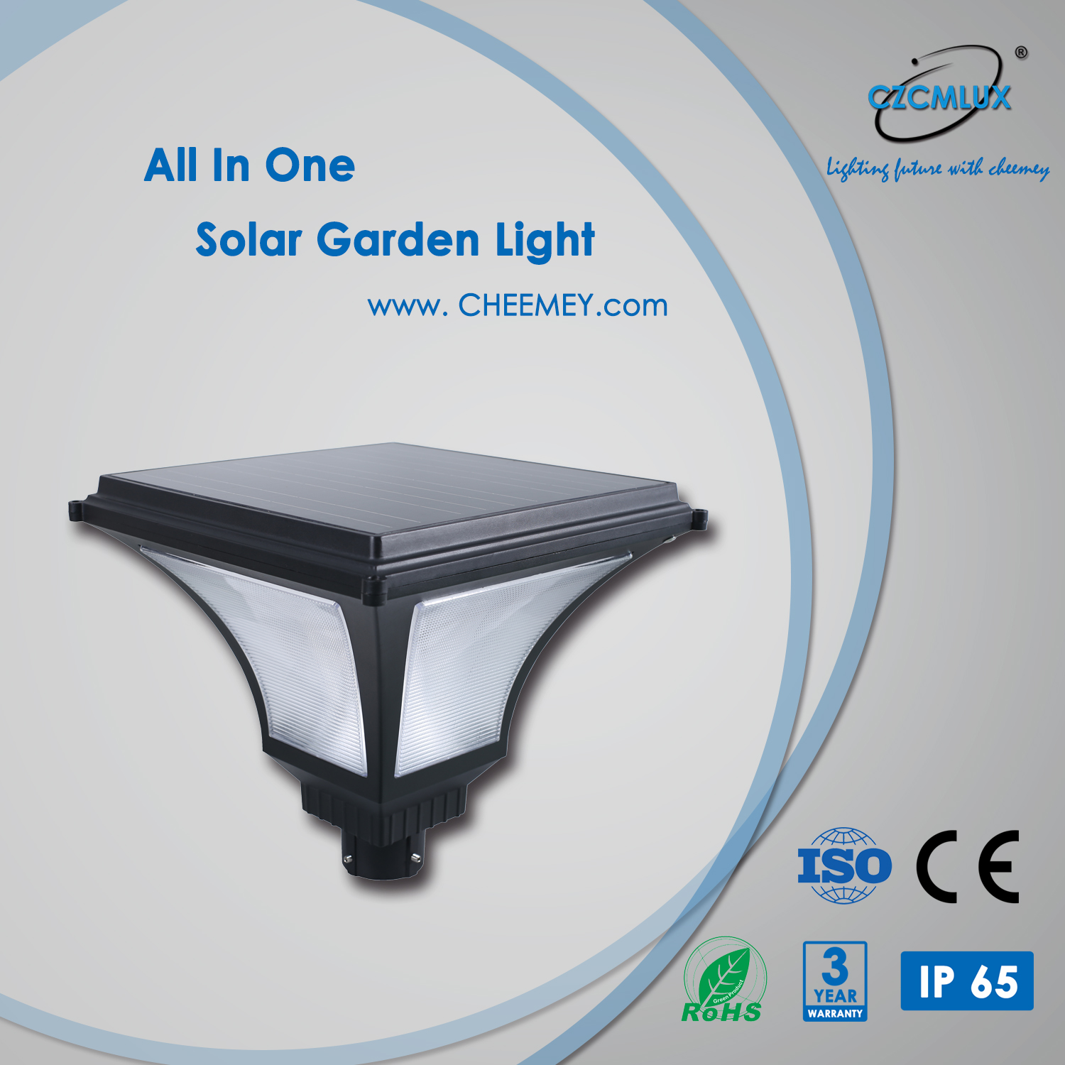 12W Outdoor LED Solar Garden Light for Projects