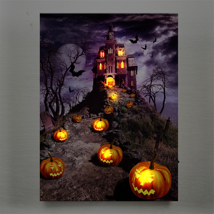 Wholesale Custom LED Canvas Painting Halloween Wall Art