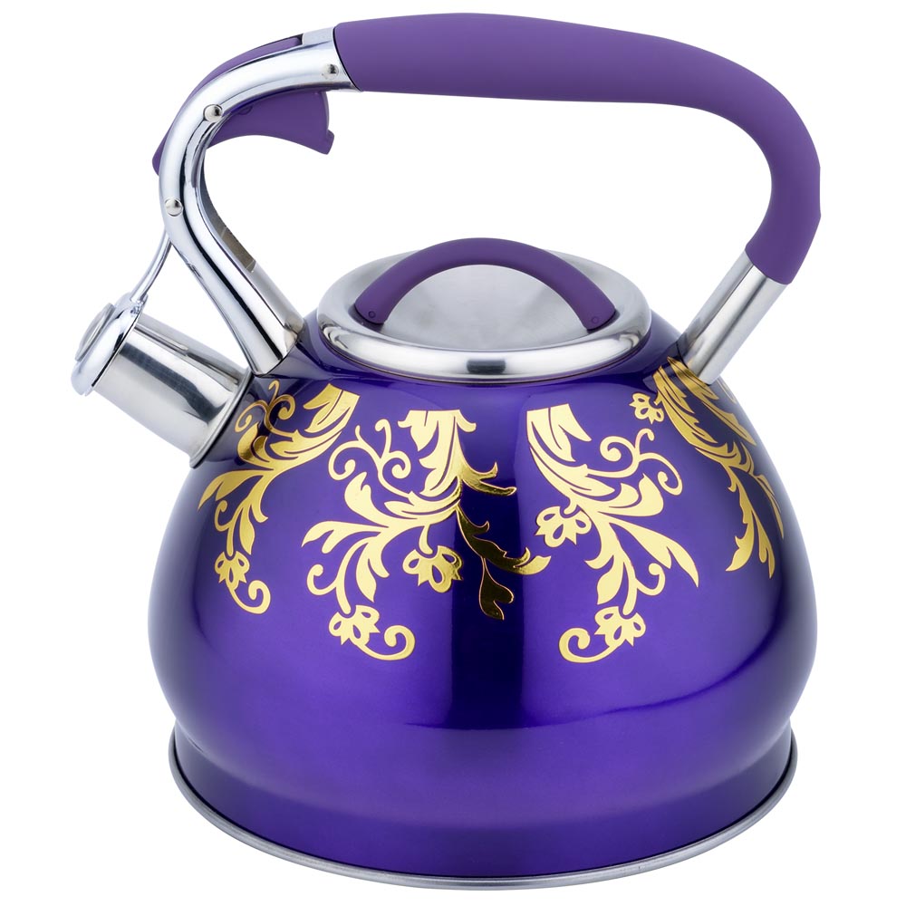 3.0L apple shape whistling kettle with golden follower