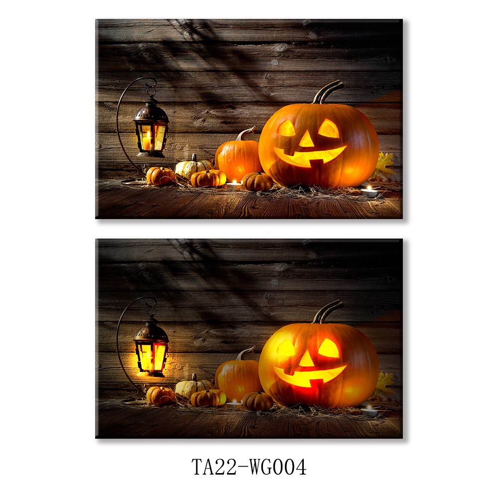Factory Wholesale LED Light Canvas Painting Halloween Pumpkin Wall Art Hanging Painting