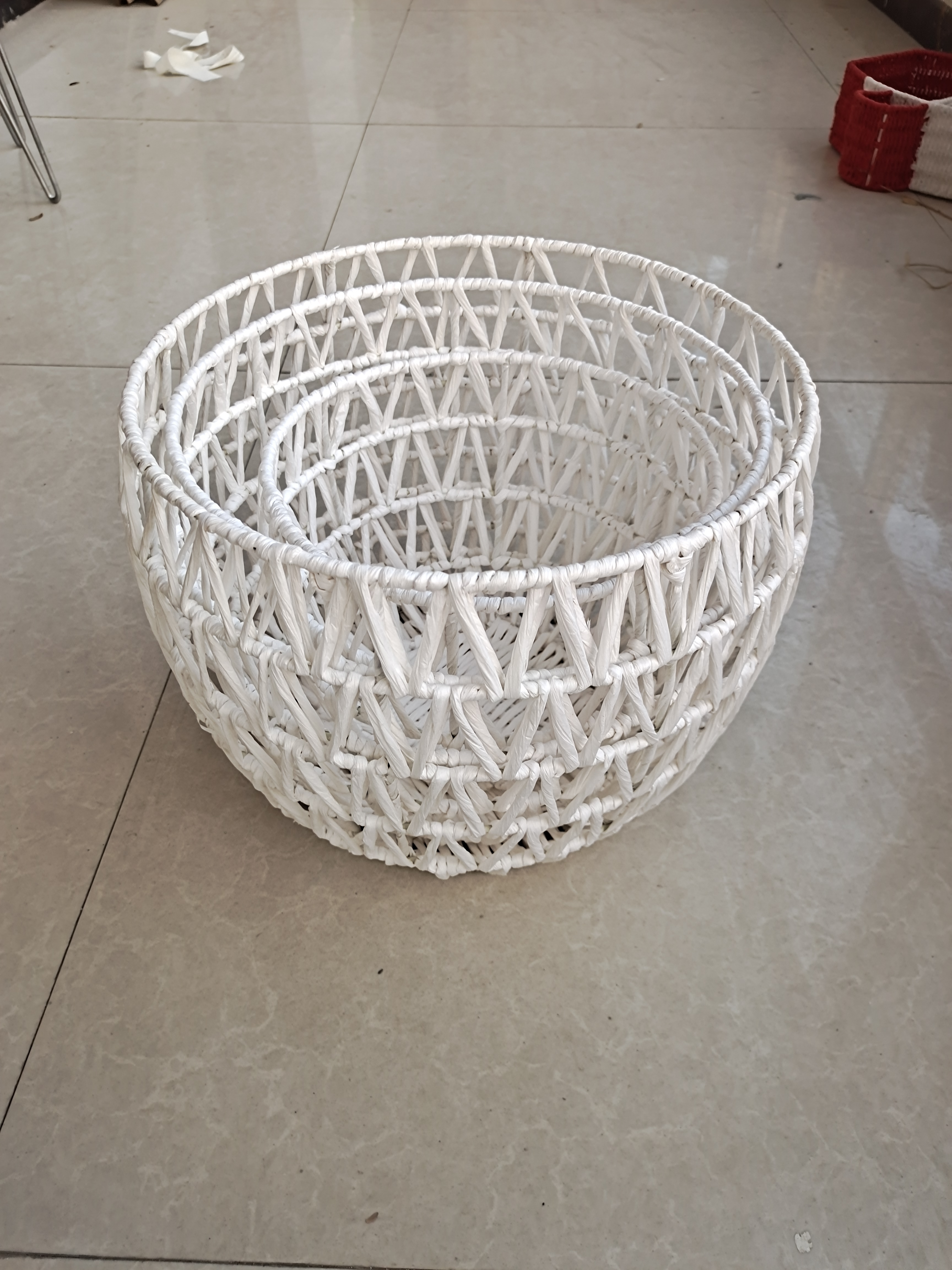 Set of 3 paper rope storage basket