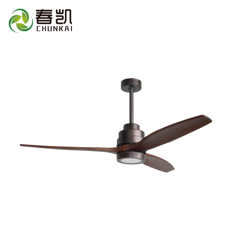 Decorated home 52 inch ceiling fan 3 solid woof blades with remote with LED light