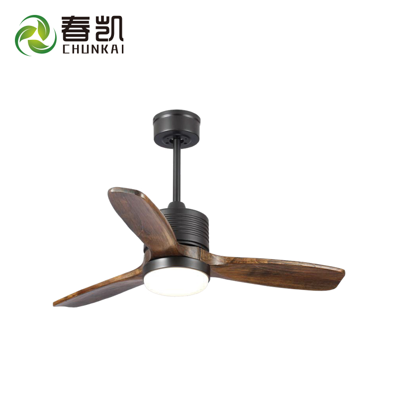 36 inch DC motor remote control ceiling fan 3 solid woof blades with LED light