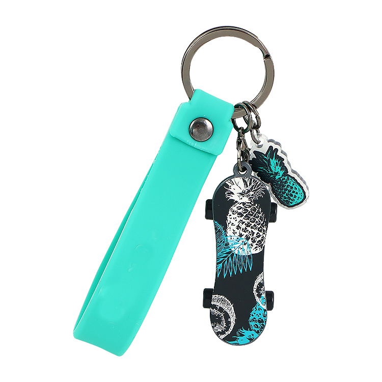 3D creativity skateboarding metal keychain