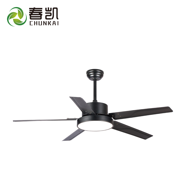 52 inch 5 iron blades remote control ceiling fan with LED light
