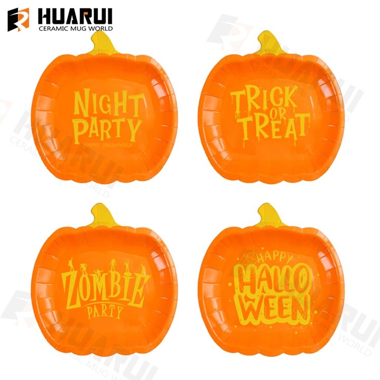 Custom pumpkin ghost halloween plates