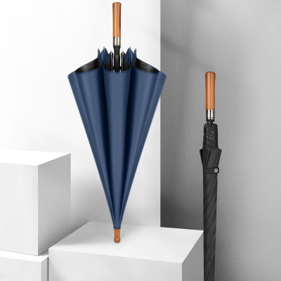 Customized Wooden Handle Semi-Automatic Fashion Umbrella Sunscreen Wind Resistant Golf Umbrella