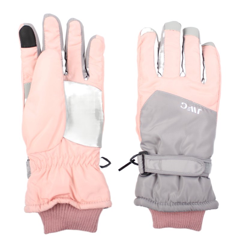 Ski Gloves with polyester outshell and lining and PU palm for women men winter