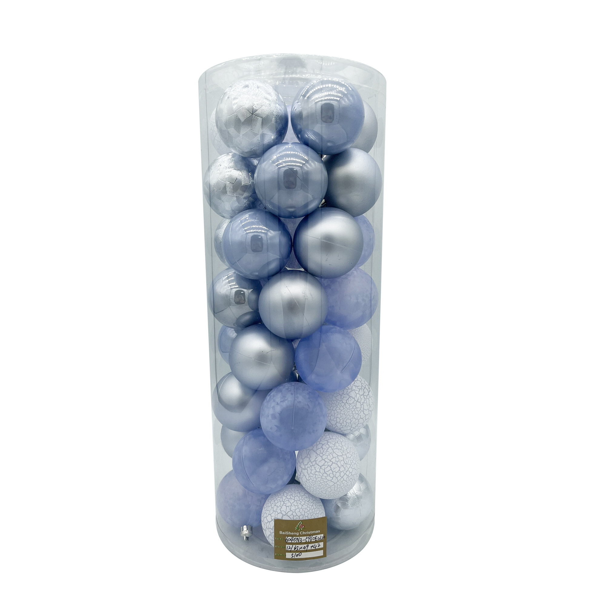 6cm Christmas Balls, 40pcs In PVC Tube