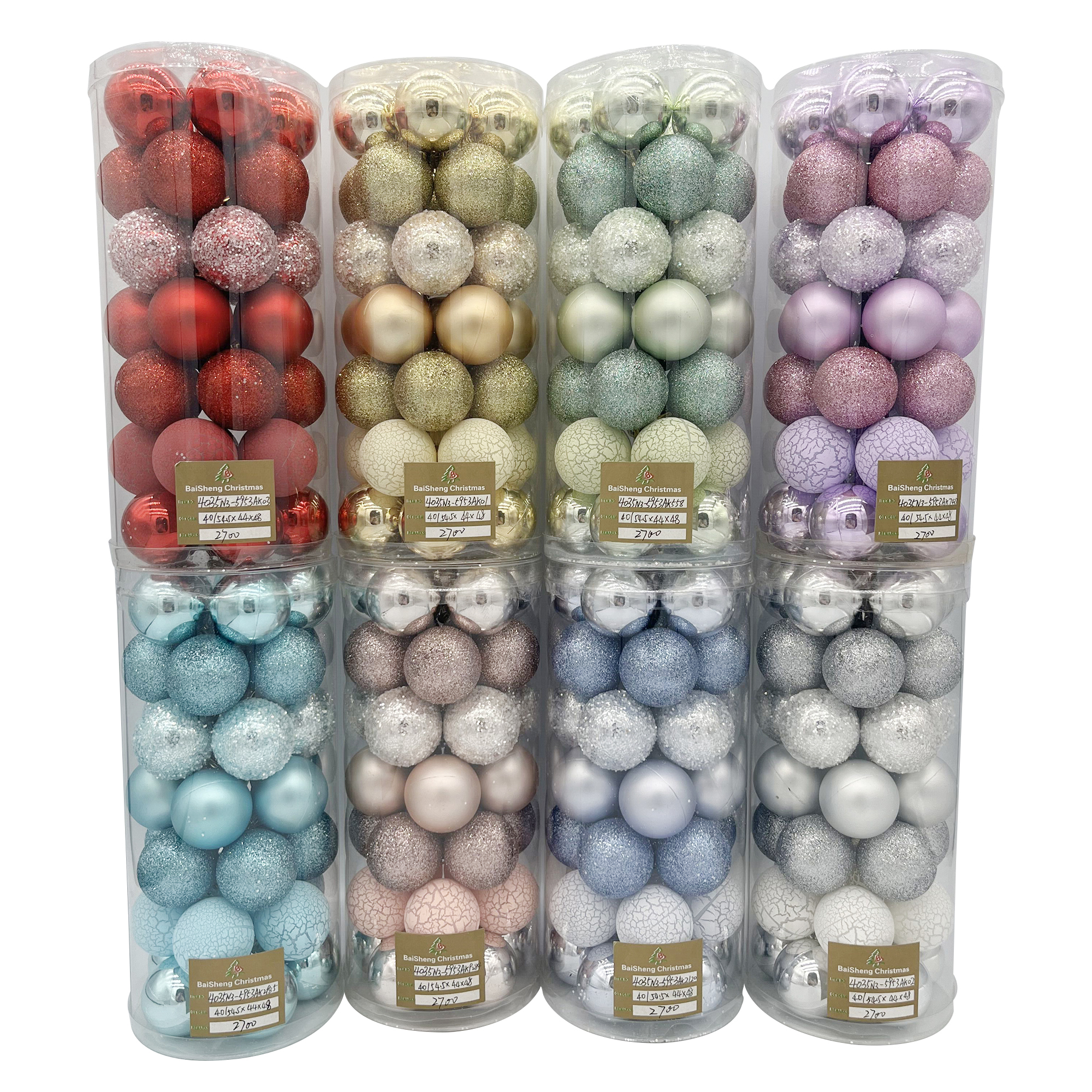 4cm Christmas Balls, 35pcs In PVC Tube