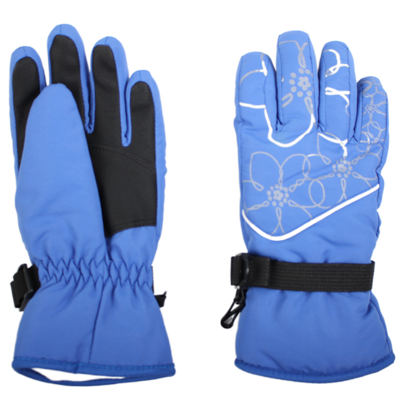 Ski Gloves with polyester outshell and lining and PU palm for women men winter