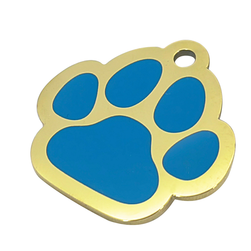 Gold Color Dog Paw Stainless Steel Pet Tags