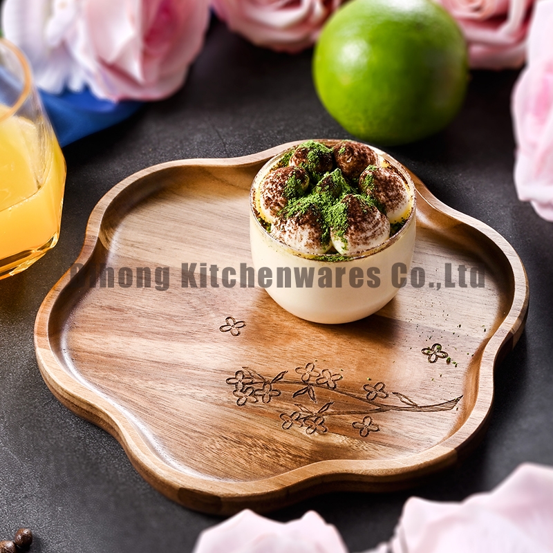 Flower Shape Wooden Tray 20cm