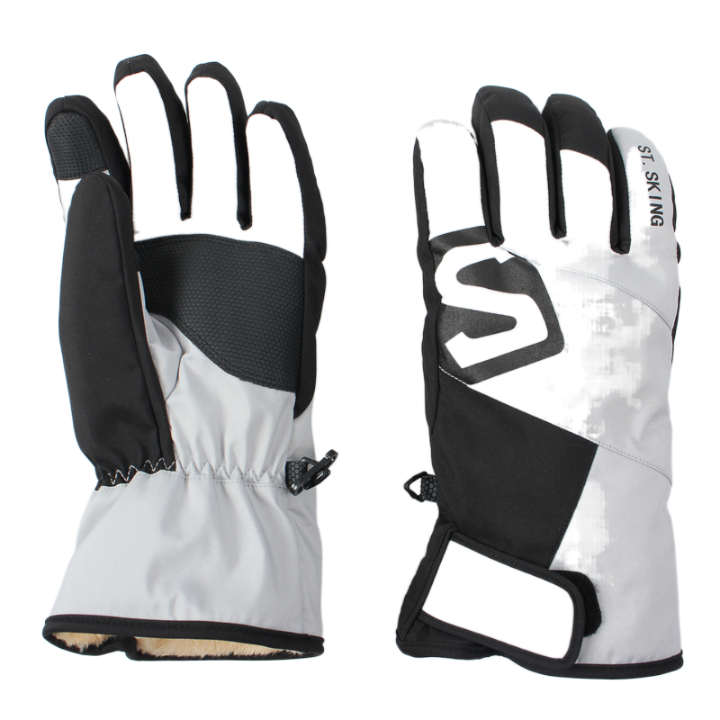 Ski Gloves with polyester outshell and lining and PU palm for women men winter