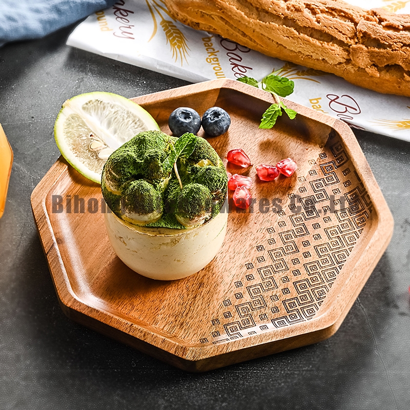 Octagon Shape Wooden Tray 20cm