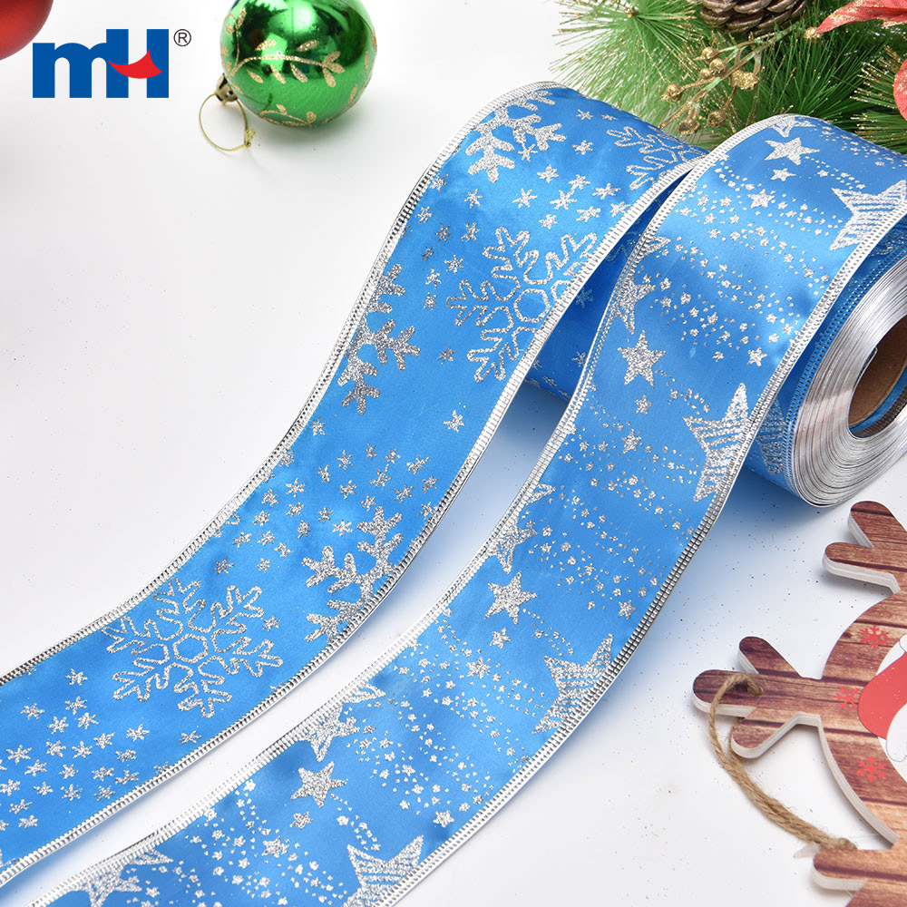 Glitter Satin Wired Edge Christmas Ribbons