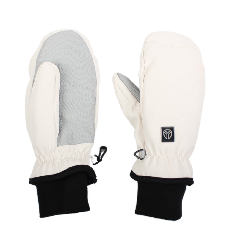 Ski mittens with PU outshell PU palm and polyester lining for women men winter