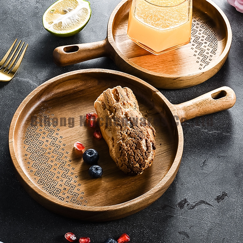Round Wooden Tray with Handle 20cm