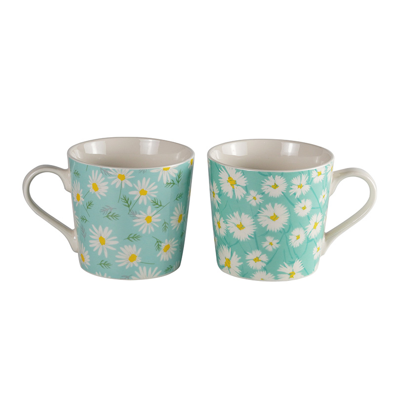 15oz New Bone China Conical Mug Flower Mug