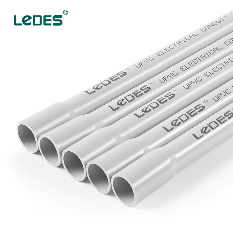 Ledes Electrical Conduit Pipe PVC Rigid Pipes Waterproof & UV Resistant - Grey