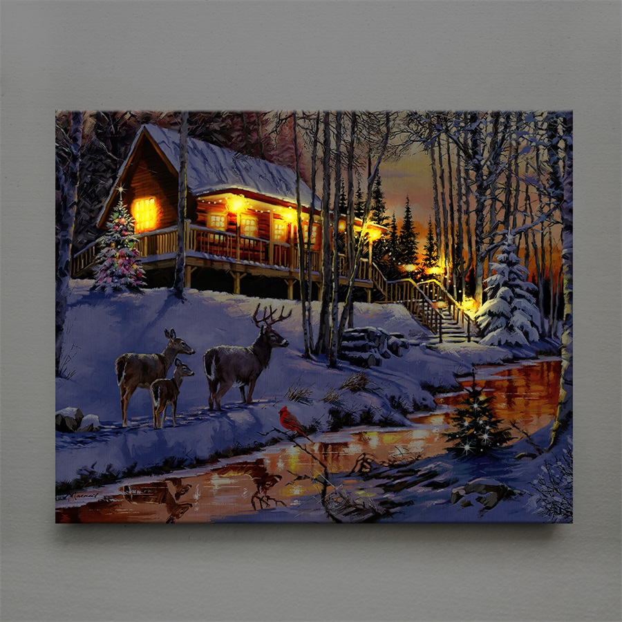 Custom Decorative Painting LED Lights Christmas Day Wall Painting Murals