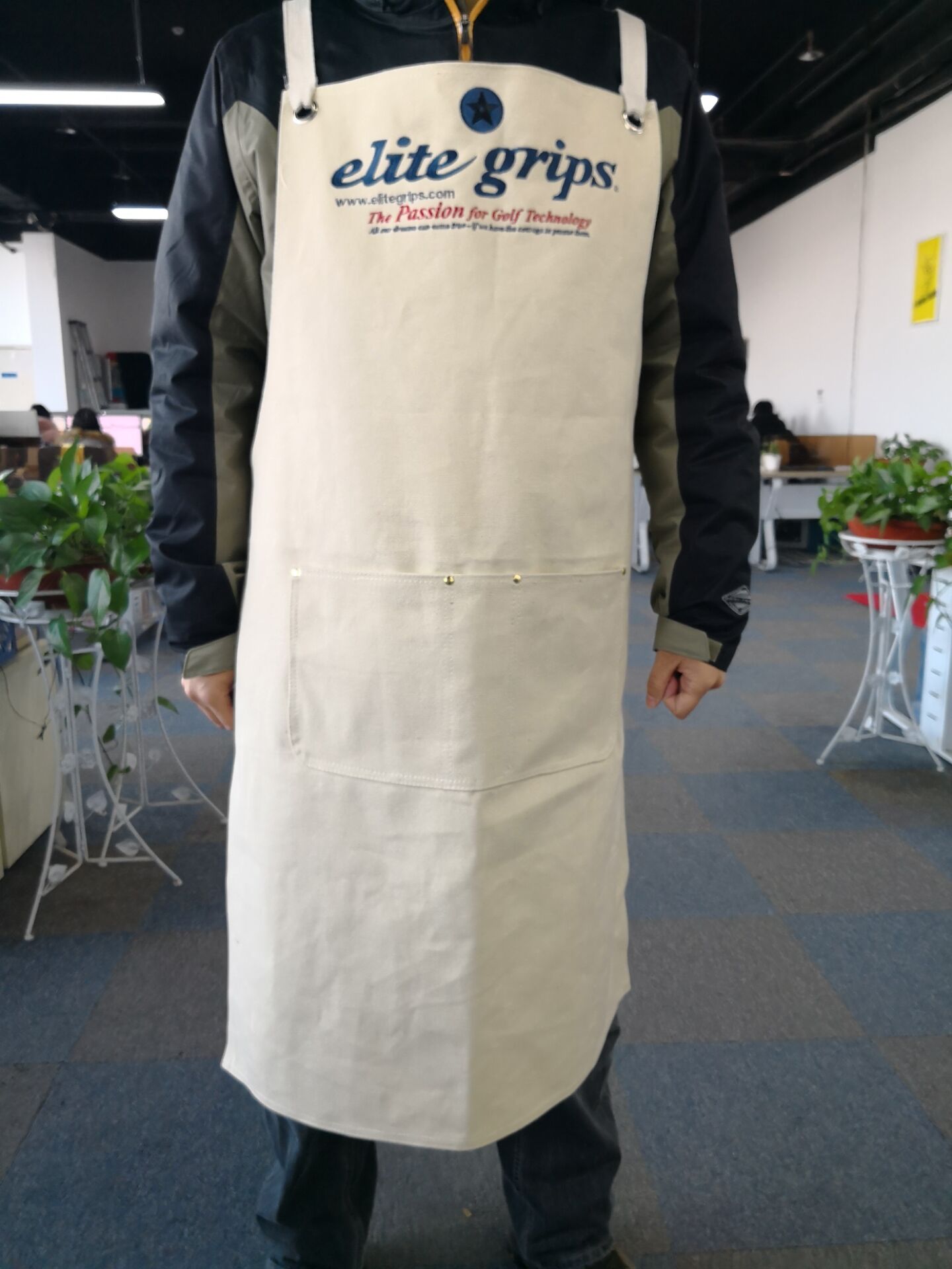 【Henan Lead】16oz heavy duty cotton canvas apron chef bib apron supplier custom print corporate apron