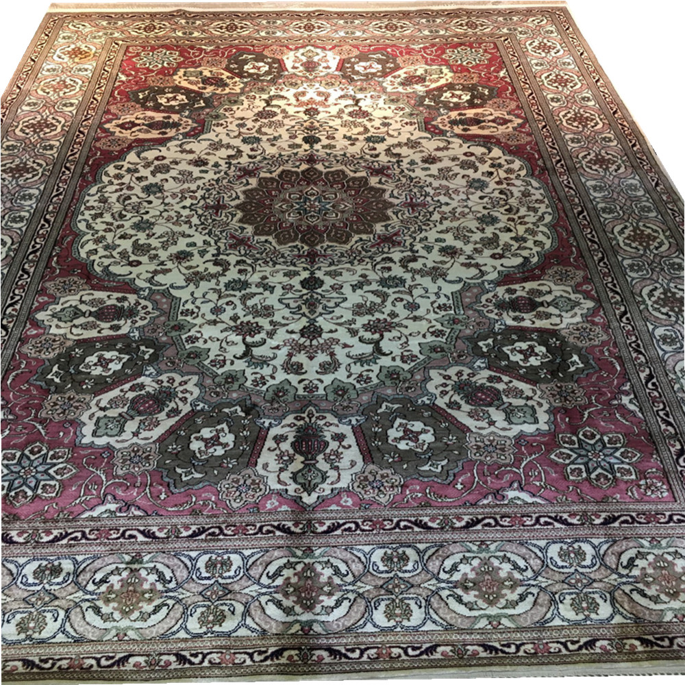 persian splendor 6x9ft pink color hand knotted silk persian carpet