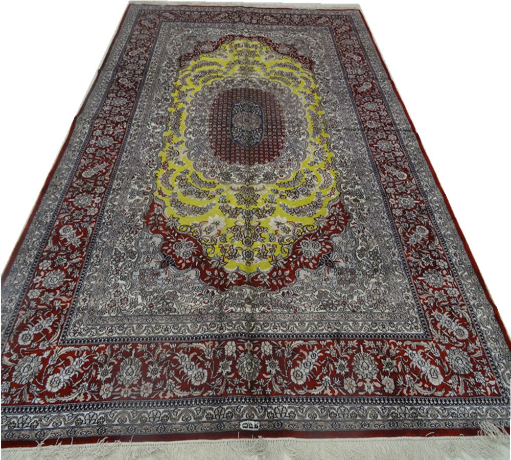 Persian splendor 6x9ft gold color hand knotted silk living room,bedroom, study room carpet