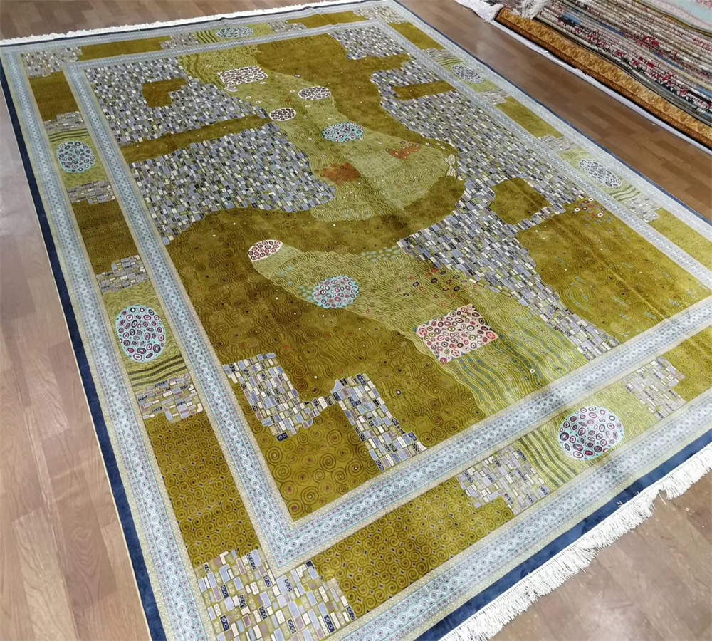 Persian splendor 6x9ft handmade silk persian carpet for villa living room,bedroom,study room