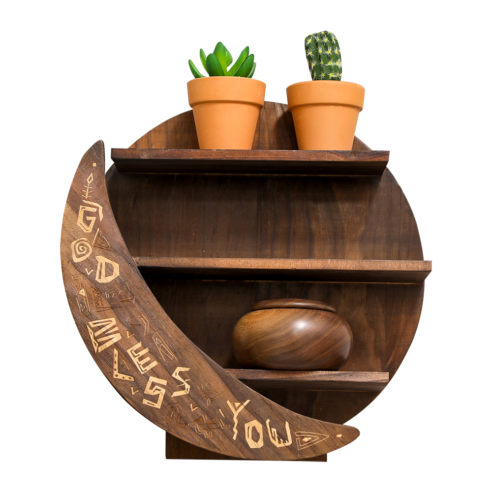 Wooden moon shelf