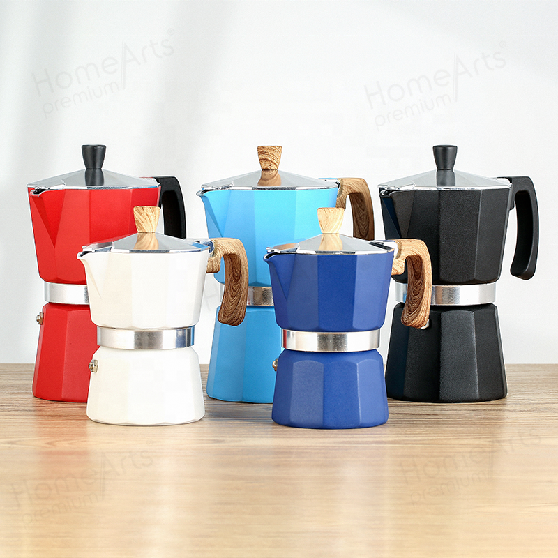 Amazon hot selling 3/6 Cups stock Aluminum Pink Italian Espresso Mocha Moka Pot Coffee Maker