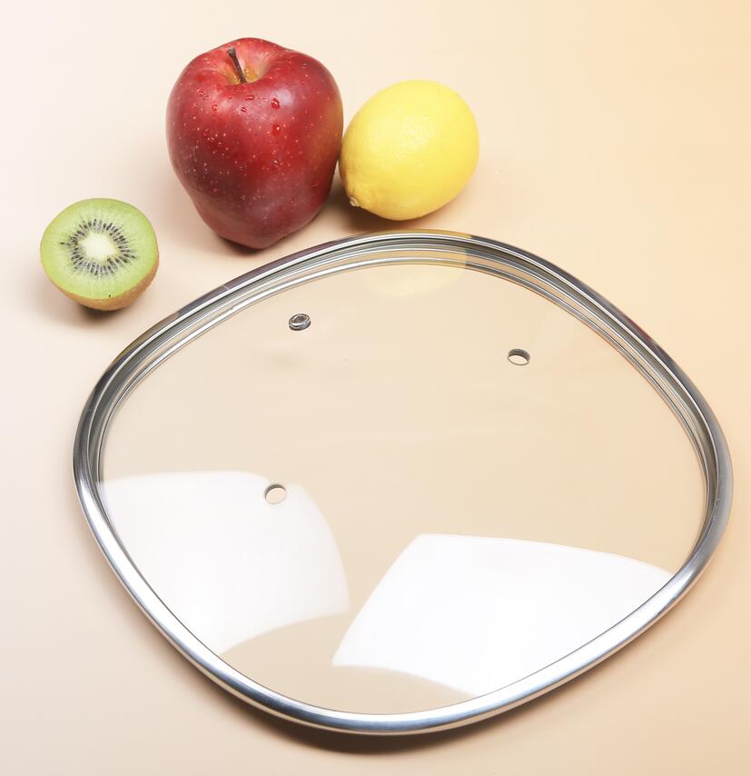 Hebei Bozheng Square Tempered glass lid , different shapes with 4mm glass 201/202ss rim
