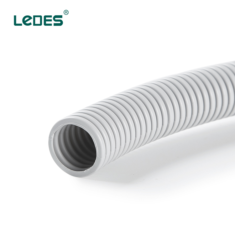 Ledes 25 mm UV Resistance Fexible Electrical Conduit PVC Solar Plastic Corrugated Pipe – Grey
