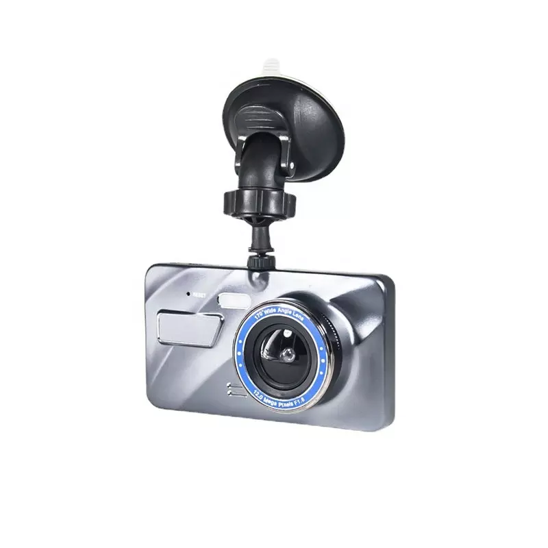 Front and rear dual recorder HD reversing image wide-angle night vision 4-inch 2.5D metal tachograph