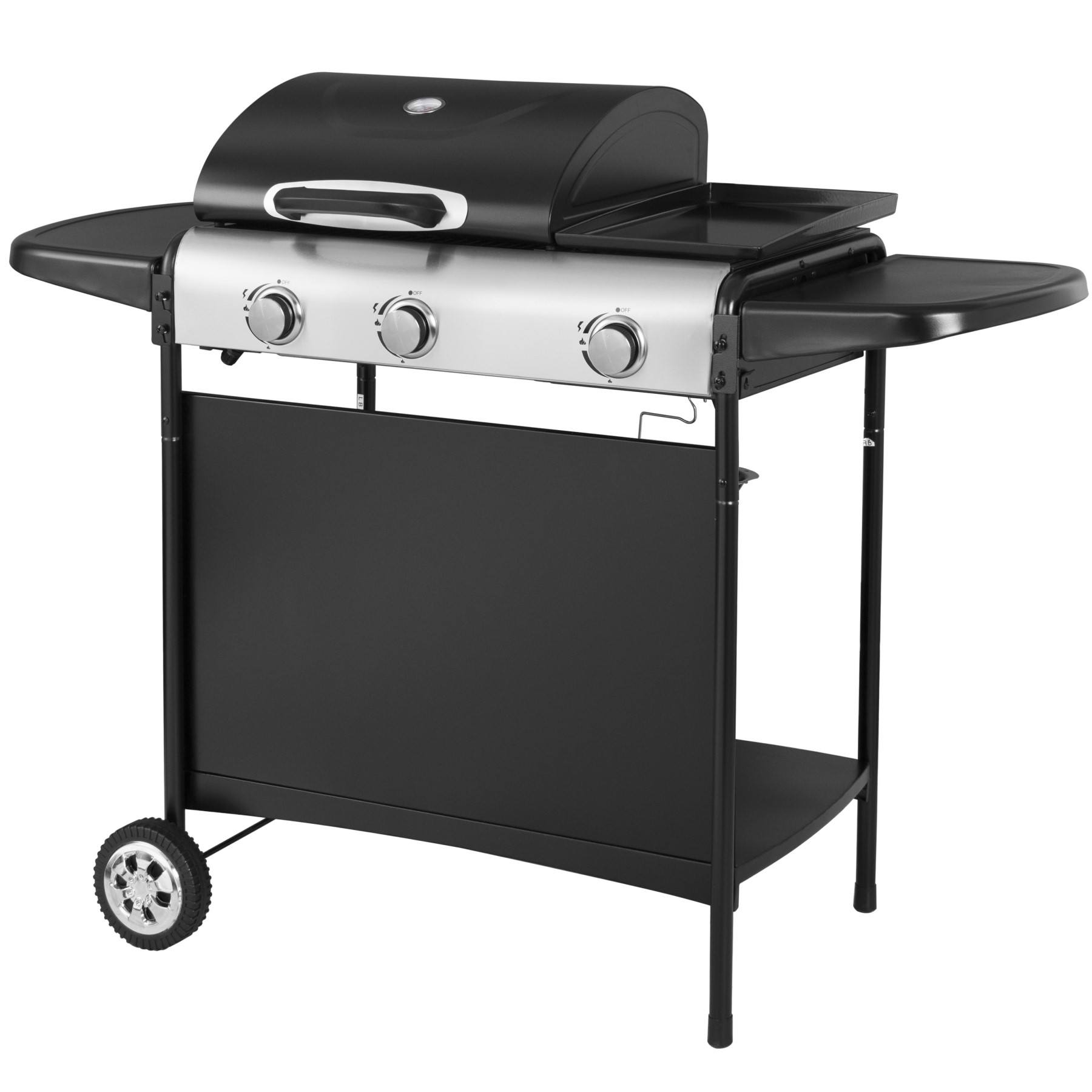 Huige Efficient 2+1 Burners Gas Grill with Folding Side Table and Fry Tray