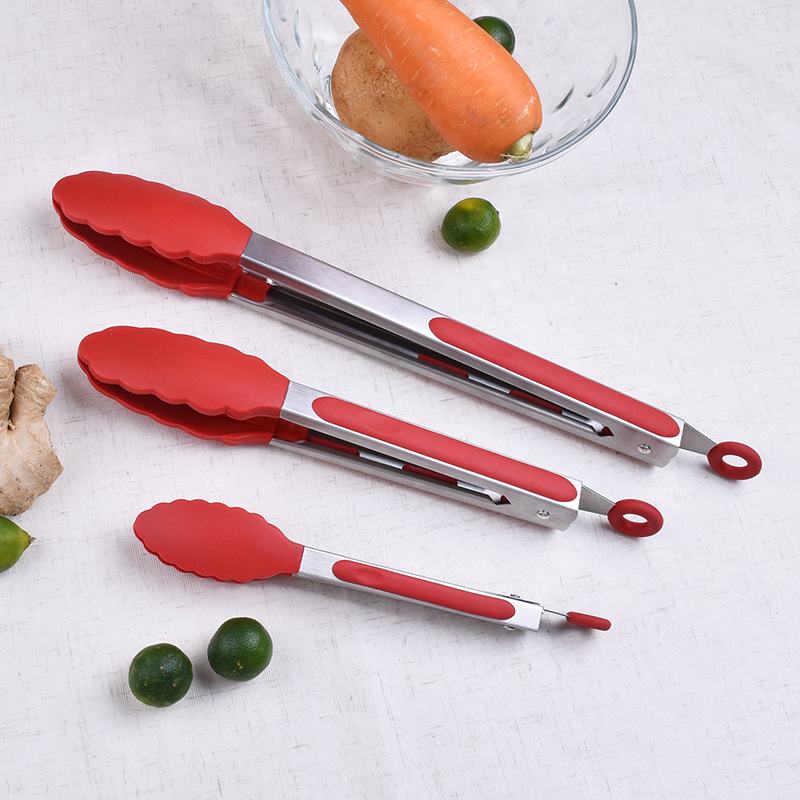 Stainless Steel Locking Kitchen Tongs with Silicon Tips