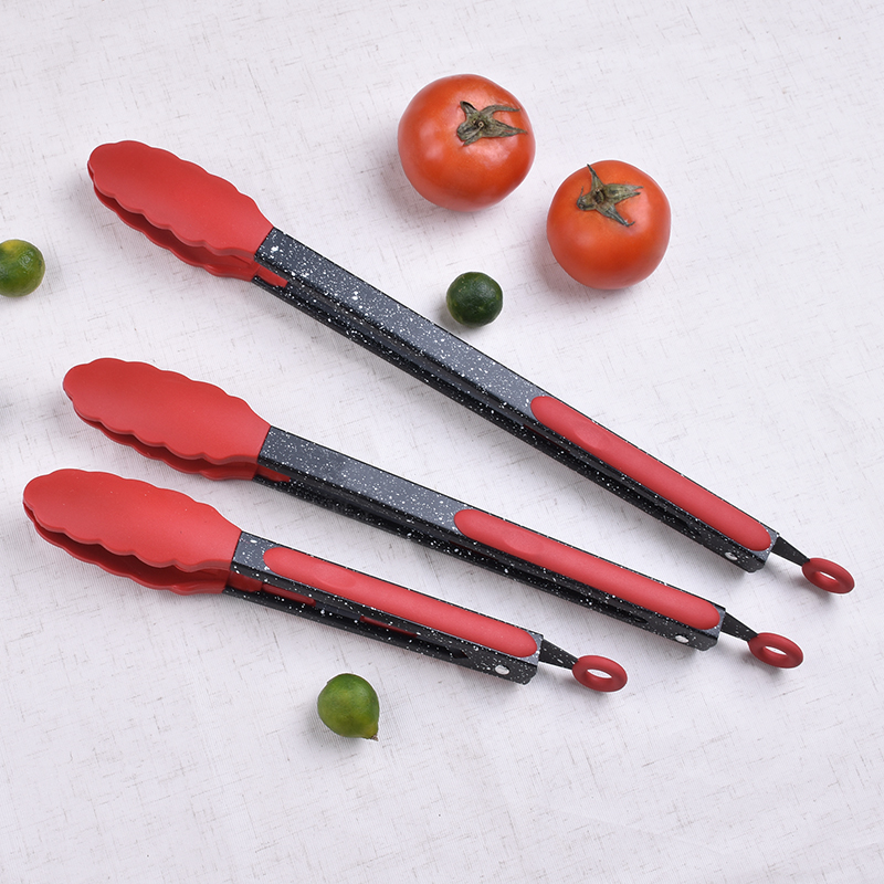 Silicone BPA Free Non-Stick Stainless Steel BBQ Cooking Grilling Locking Food Tongs