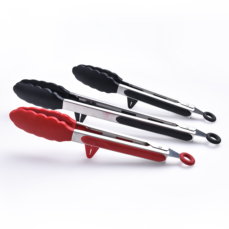 Silicone BPA Free Non-Stick Stainless Steel BBQ Cooking Grilling Locking Food Tongs