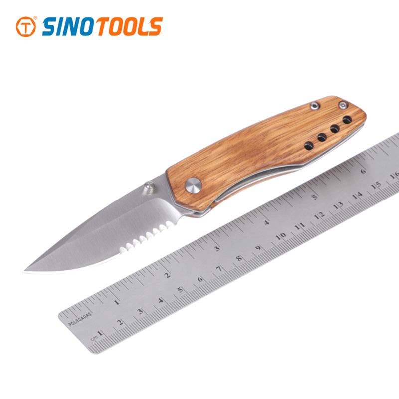 High quality wood pocket serrated blades outdoor tactical bushcraft knives