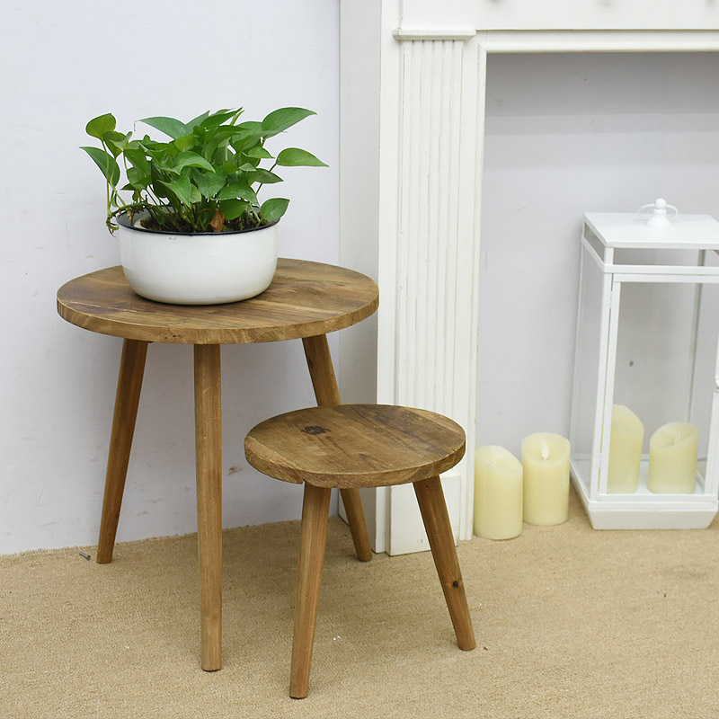 Wholesale custom multipurpose small Acacia wood side table indoor outdoor brown wooden plant stand