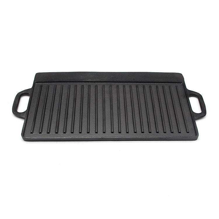 Cast iron reversible griddle with handles