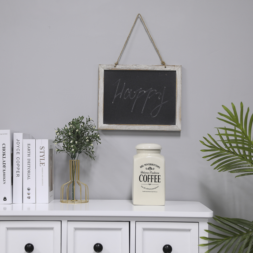 Wooden sign with chalkboard