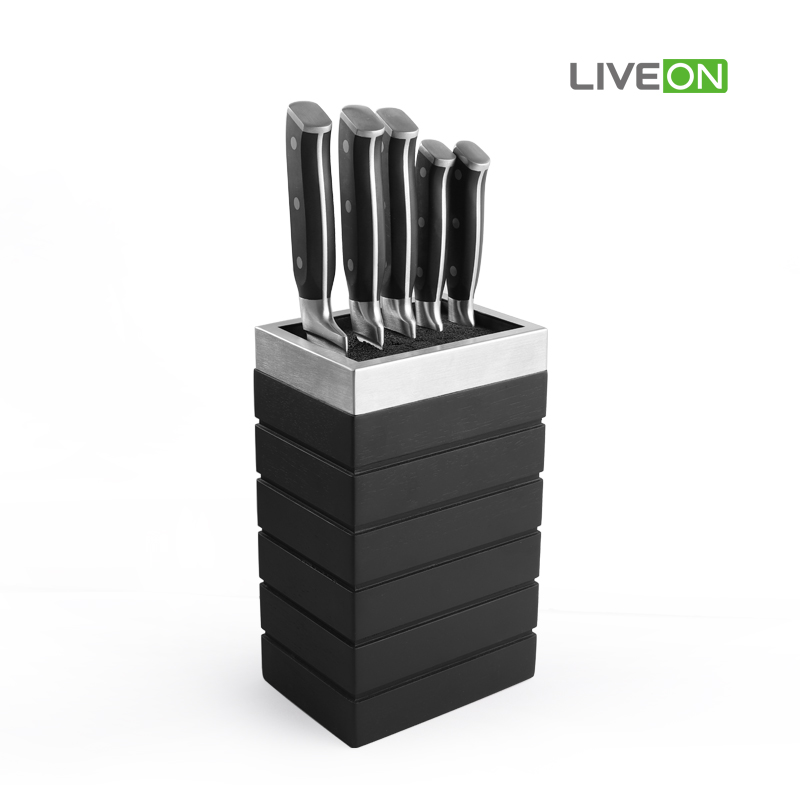 5 piece kitchen knife with universal block set